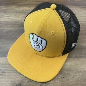 New Era 9Fifty MLB Milwaukee Brewers Yellow SnapBack Flat Brim Trucker Hat